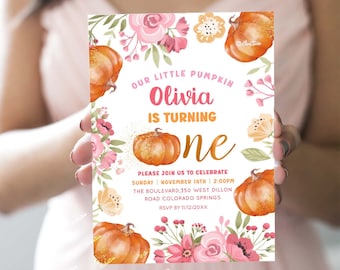 Our Little Pumpkin 1st Birthday Invitation Pumpkin First Birthday Invitation Fall Birthday Invite Pumpkin Birthday Invite Template P2