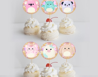 Squishmallow Birthday Cupcake Toppers, Squishy Birthday Decoration, Squishy Party Decor Squishmallows Birthday Party, Squishmallow Party SQ4