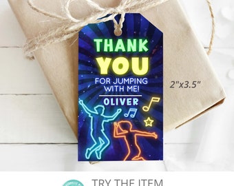 Trampoline Park Birthday Thank You Tag Template Jump Party Favor Tag | Skyzone Gift Tag Bounce House Glow Birthday  /JU5