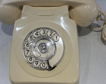 Vintage 1970er GPO 746 Telefon mit Wählscheibe - Creme - Komplett Generalüberholt und funktionsfähig