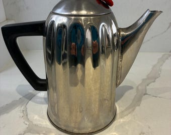 Vintage art-deco Russische chromen theepot/koffiekan met stempel op basis