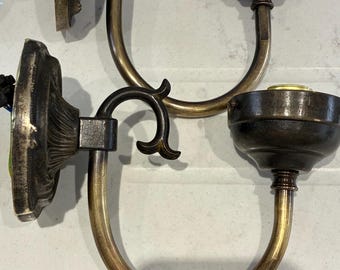 4 Vintage Art nouveau brass wall lights