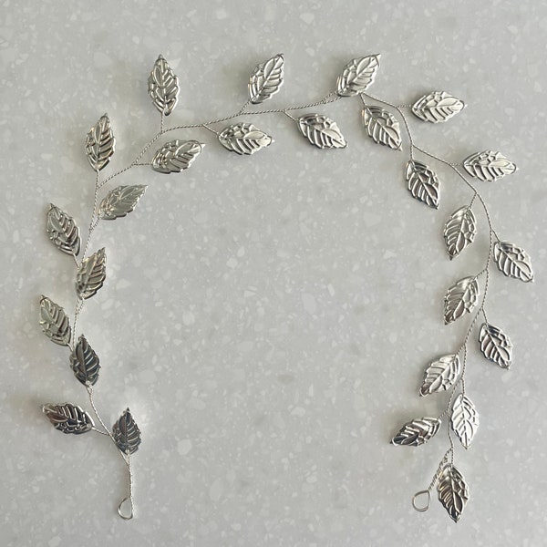 Vintage inspired handmade bridal wedding silver leaf hair vine hair band | wedding bridal hair piece | hair accessory | hair jewellery