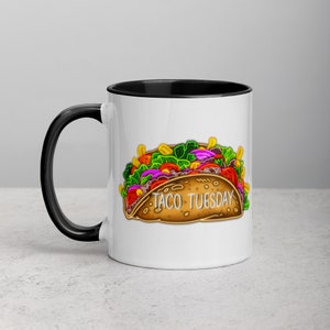 Neon Taco Mug - “Taco Tuesday” (Quirky, Collectable, Punny, Gift, Coffee/Tea Lovers, Colorblock Mugs)