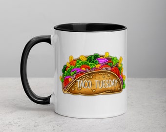 Neon Taco Tasse - "Taco Tuesday" (Schrullig, Sammlerstück, Punny, Geschenk, Kaffee/Tee Liebhaber, Colorblock Tassen)