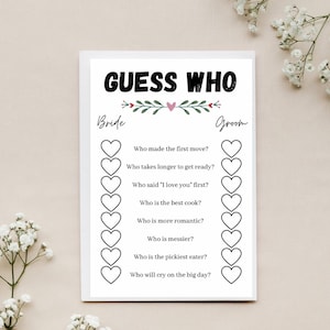 Guess Who Bride or Groom? -  Bridal Shower Game - INSTANT Download