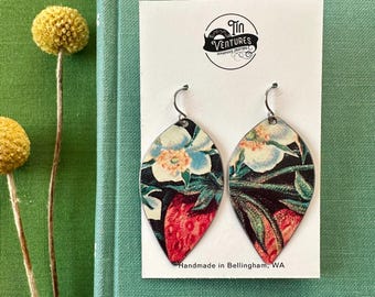 Vintage strawberry tin earrings