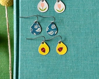 Mini vintage tin earrings