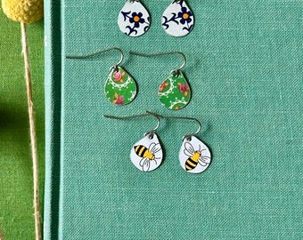 Mini vintage tin earrings