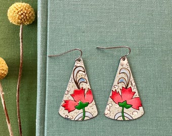 Whimsical flower vintage tin earrings