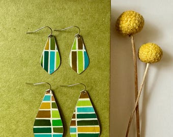 Color block earrings | vintage tin repurposed earrings