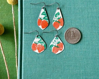 1950s strawberry vintage tin earrings