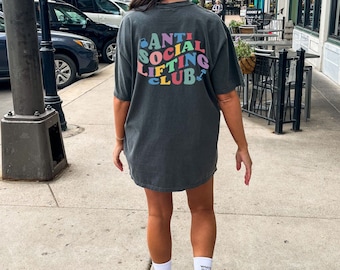 Comfort Colors, Anti Social Lifting Club, Camisa de entrenamiento, Camisa de gimnasia, Camisa de entrenamiento de gran tamaño, Cubierta de bomba, Camisa de cubierta de bomba, Regalo de amante del gimnasio