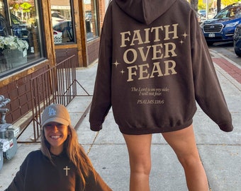 Glaube über Angst Hoodie, christliche Hoodies, christliches Sweatshirt, Jesus Hoodie, trendiger Hoodie, Bibel Vers Hoodie, Bibel Vers Shirt