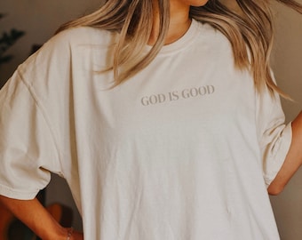クリスチャンシャツ、クリスチャンTシャツ、女性用クリスチャンシャツ、トレンディなクリスチャンシャツ、聖書の一節シャツ、神は善、クリスチャンギフト