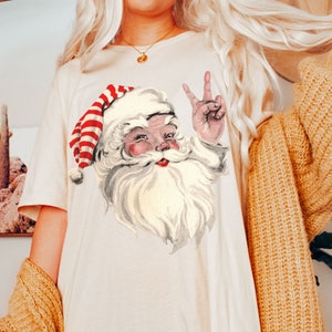 Vintage Santa Shirt, Retro Christmas Shirt, Retro Santa Shirt, Santa Peace Sign Shirt, Funny Christmas Shirt, Trendy  Christmas