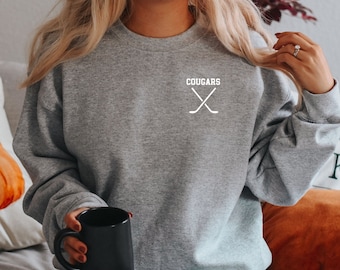 Personalized Hockey Mom Sweatshirt, Girlfriend Hockey Sweatshirt, Custom Hockey Crewneck, Custom Hockey Sweatshirt, Personalized Gift Hockey