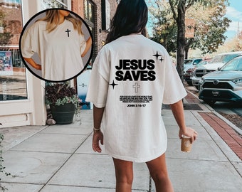 Ästhetik Jesus rettet Shirt, christliches Kleid, trendiges christliches Shirt, y2k christliches, Jesus-Kleid christliche Streetwear, Bibel-Vers-Shirt