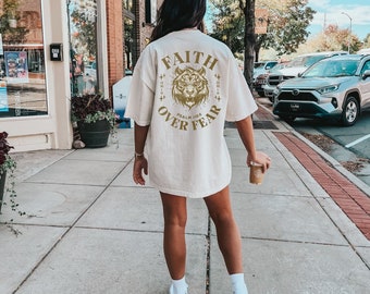 Faith Over Fear Shirt, Christian Shirt, Aesthetic Christian Shirt, Trendy Oversized Christian Shirt, Christian Pump Cover, Workout Shirt