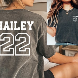 Comfort Colors® Custom Volleyball Shirt, Custom Volleyball Name and Number on Back, Volleyball Mom Shirt, Personalized Volleyball Shirt
