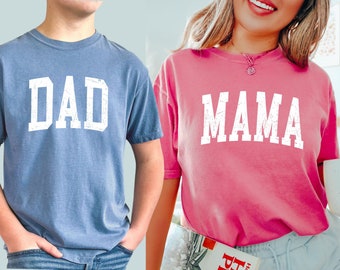 Camisas de revelación de género para mamá y papá, camisa de papá de colores cómodos, camisa de revelación de género para papá, camisas de revelación de género, anuncio de embarazo