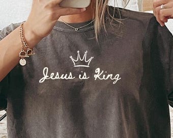 Camisa cristã, Jesus é rei, camisa de Jesus, camisas de Jesus, camisa de Jesus é rei, cores de conforto cristãs, cores de conforto de Jesus, cristão
