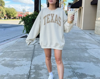 Texan Sweatshirt, Texas Shirt, Texas Rundhalsausschnitt, Texas Geschenk, Vintage Texas Shirt, College-Stil, Texas, Texas Tshirt, Geschenk für Texaner, Trendy