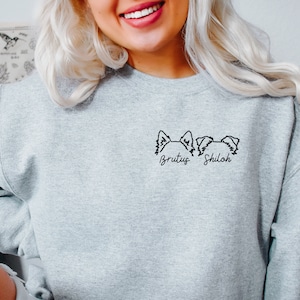 Personalisiertes Hundegesicht Sweatshirt, Personalisiertes Hundegeschenk, Personalisiertes Hundehalsausschnitt, Personalisiertes Hundehemd, Personalisierte Hundeohren, Personalisiertes Hundegeschenk