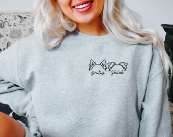Personalisiertes Hundegesicht Sweatshirt, Personalisiertes Hundegeschenk, Personalisiertes Hundehalsausschnitt, Personalisiertes Hundehemd, Personalisierte Hundeohren, Personalisiertes Hundegeschenk