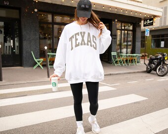Texan Sweatshirt, Texas Shirt, Texas Rundhalsausschnitt, Texas Geschenk, Vintage Texas Shirt, College-Stil, Texas, Texas Tshirt, Geschenk für Texaner, Trendy