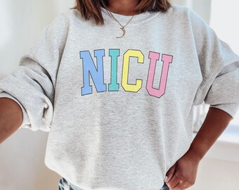 NICU ナース スウェットシャツ、ヴィンテージ NICU ナース セーター、NICU ナース ギフト、ナース感謝ギフト、新生児集中治療室、NICU ナース