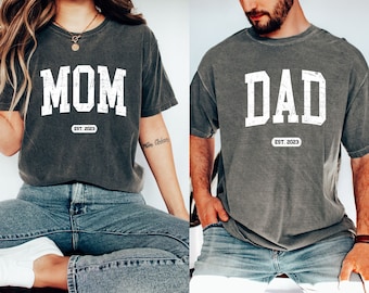 Comfort Colors Dad Established 2023 Shirt, New Dad Shirt, Gift for New Mom, Pregnancy Announcement Shirts, Mom Est 2023, Dad Est 2023