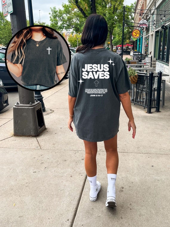 Aesthetic Jesus Saves Shirt, Christian Apparel, Trendy Christian Shirt, y2k Christian, Jesus Apparel Christian Streetwear, Bible Verse Shirt
