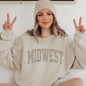 Midwest Sweatshirt, Retro Sweatshirt, Vintage Sweatshirt, Vakantie Sweatshirt, Trendy Sweatshirt, Varsity Crewneck, Oversized Esthetiek