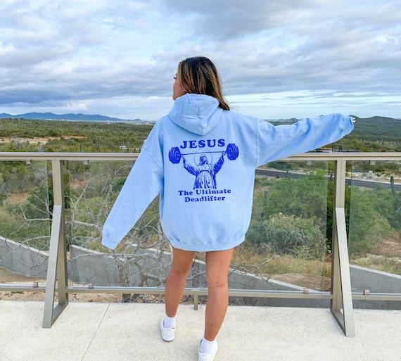Jesus The Ultimate Deadlifter Trendy Christian Back Print Sweatshirt Jesus The Ultimate Deadlifter Trendy Christian Back Print Sweatshirt