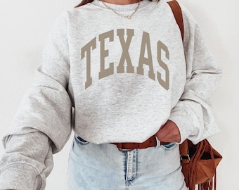 Texan Sweatshirt, Texas Shirt, Texas Rundhalsausschnitt, Texas Geschenk, Vintage Texas Shirt, College-Stil, Texas, Texas Tshirt, Geschenk für Texaner, Trendy