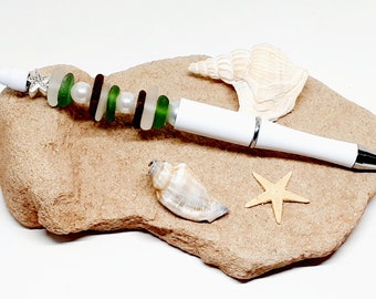 Sea glass pen, Ball point pen, Authentic sea glass, Prince Edward Island, PEI souvenir, Frosted Sea glass, refillable pen, Beach lover's