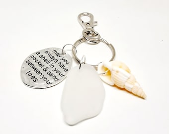 Sea glass keychain, Genuine sea glass, Prince Edward Island, P.E.I souvenir, Frosted Sea glass, Beach lover's gift, Summer keychain