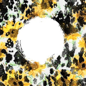Cow Print Sunflower Blank Digital Tumbler PNG