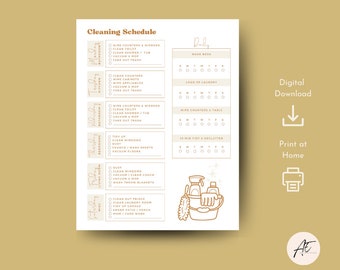 Weekly Cleaning Schedule A4, INSTANT DOWNLOAD, Cleaning Rota, Housework ...