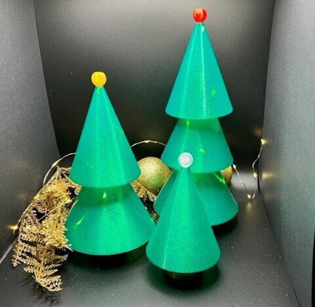 Christmas Tree With Fairy Lights Set of 3 Etsy