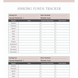 Sinking Funds Tracker Budget Sheet, Printable Sinking Funds Tracker, Budget Worksheet, Budget Sheet, Printable Planner, Budget Planner