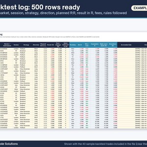 バックテスト用スプレッドシート（​​Google Sheets & Excel）、トレーディング戦略テスター、バックテストログイン（R） 画像 6