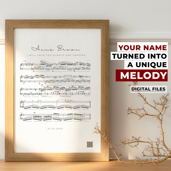 Your Name in Music | Sheet Music Wall Art |  Custom Song | Personalized Gift | Gift for Musician | Anniversary Gift