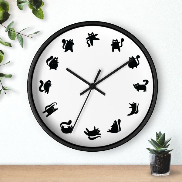 Cute Cat Wall Clock | Funny Cat Lover Gift * Cat Owner Gift * Cute Wall Clock * Funny Kitty Clock * Cozy Home Decor * Wooden Wall Clock