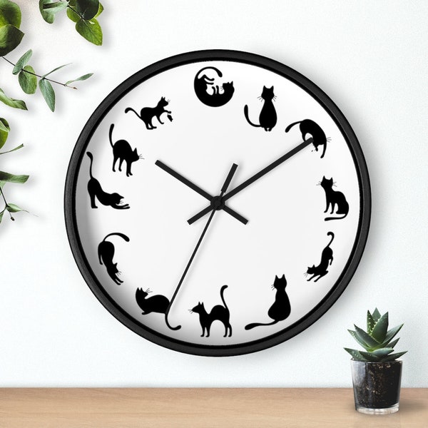 Zegar Black Cat | Cat Lover Gift * Pet Lover Gift * Cat Owner Gift * Cat Clock * Kitty Clock * Cozy Home Decor * Cat Lovers * Cat Wall Clock