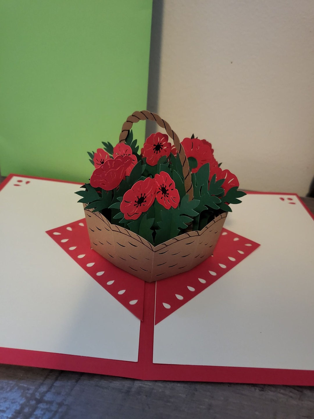 Poppy Basket Pop up Card Etsy