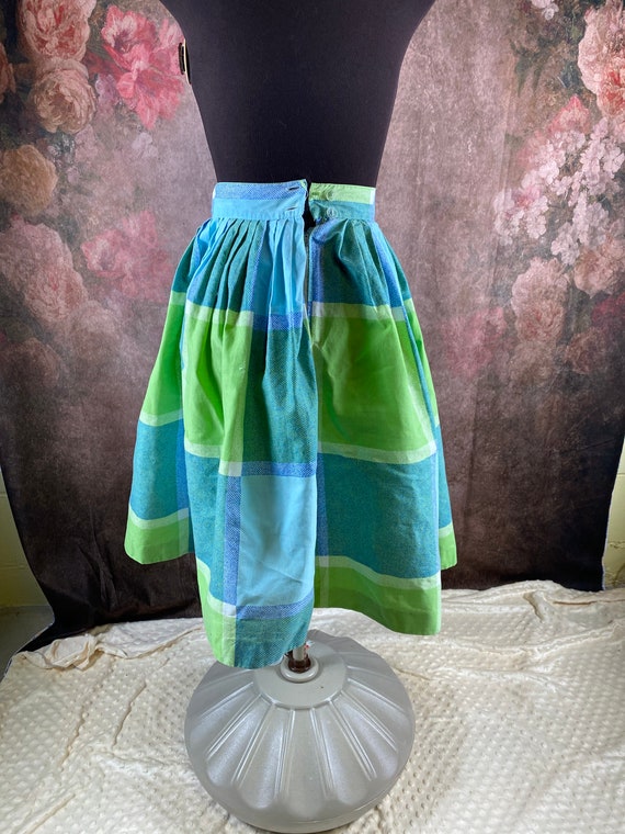 Spiegal Blue Lime Green Check Plaid Skirt - image 3