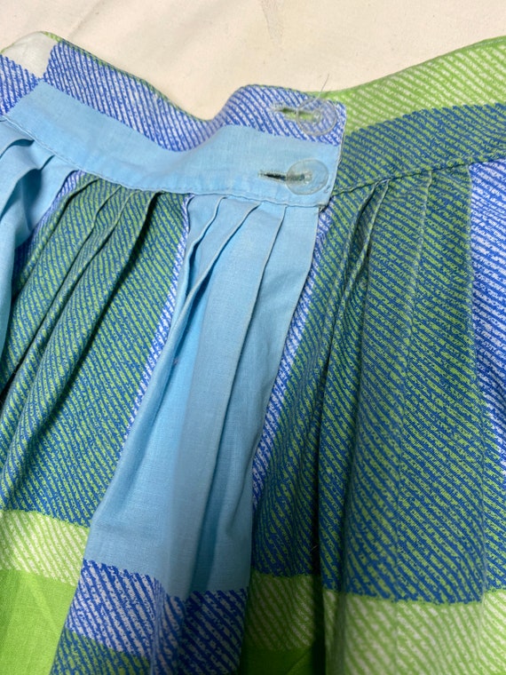 Spiegal Blue Lime Green Check Plaid Skirt - image 5