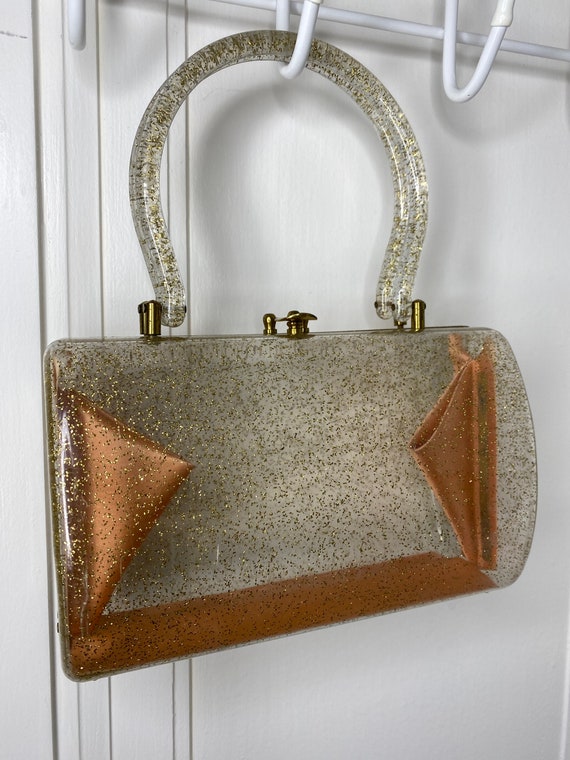 Vintage Gold Confetti Glitter Plastic Handbag